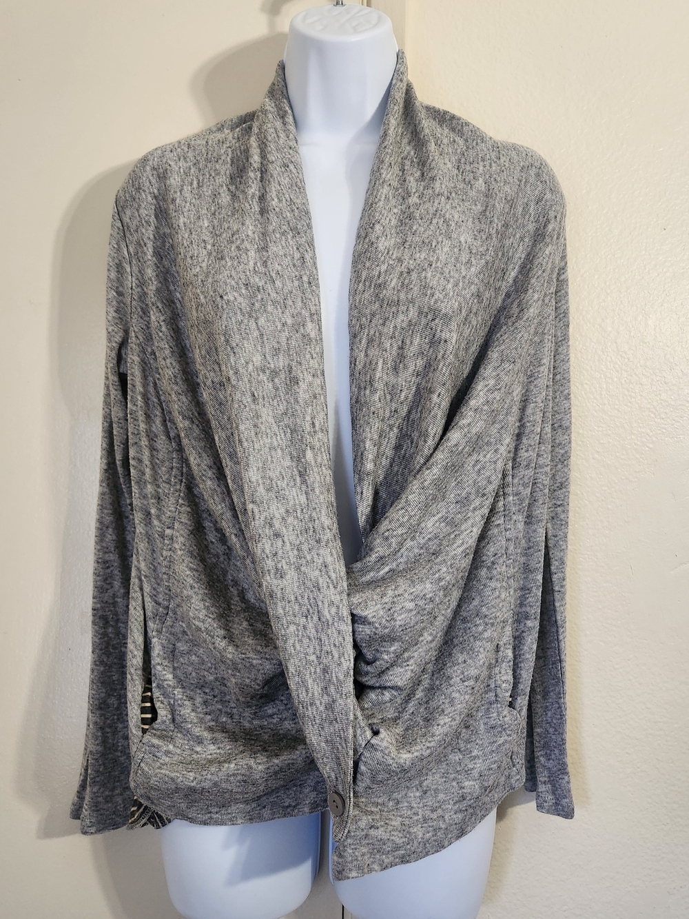 Ovi  Gray Draped Open-Front Women's Cardigan